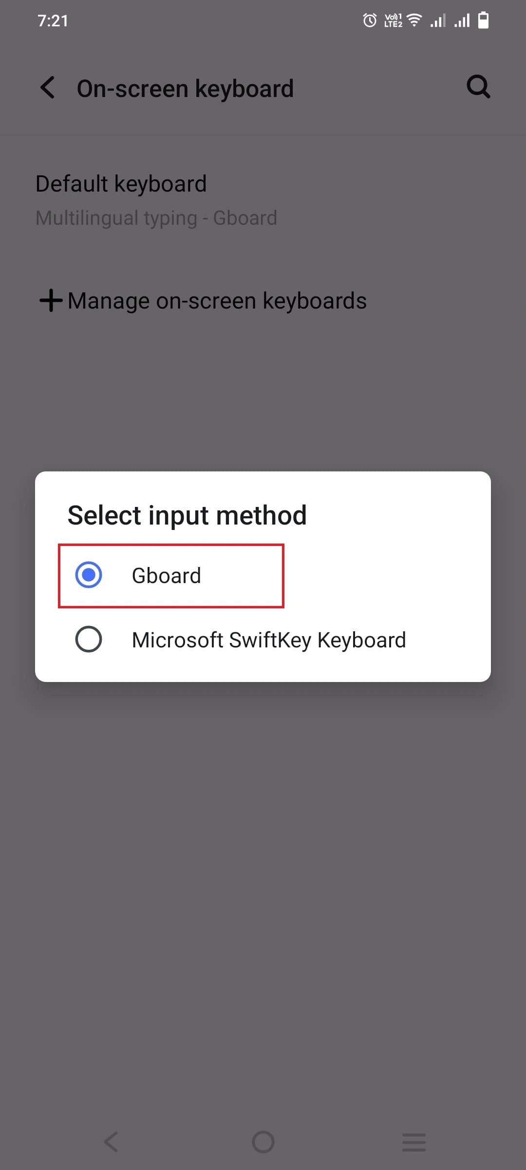 Select input method gboard