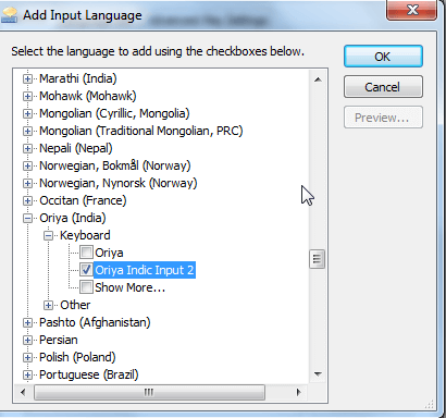 setting up oriya keyboard in Windows